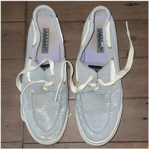 Sperry Grey Sequin Boat Shoes 7.5